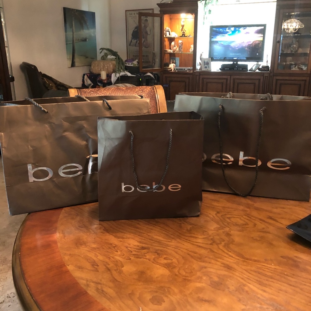 Bebe Shopping bags. Brown/Silver.